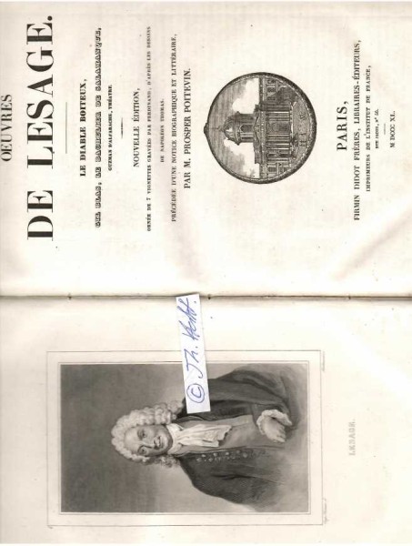 Alain-René Lesage oder Alain René Le Sage (1668-1747) französischer Schriftsteller mit gesellschaftskritischem Blick und Sinn für Komik / french writer