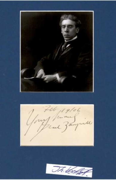 ISRAEL ZANGWILL (1864-1926) britischer jüdischer Schriftsteller, Essayist, Journalist und politischer Aktivist in der feministischen, pazifistischen und zionistischen Bewegung. Zangwill ist nach überwiegender Meinung der Historiker der Autor des zionistischen Slogans „Ein Land ohne Volk für ein Volk ohne Land“. / british-jewish writer