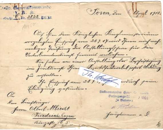 VON REICHE (Daten unbekannt) Hauptmann im Stellv. Generalkommando