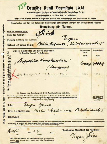 EUGENE SPIRO (Eugen Spiro,1874-1972) deutsch-amerikanischer Maler und Graphiker, 1914-33 Leiter der Berliner Sezession, 1935 nach Paris und 1941 in die U.S.A. emigriert