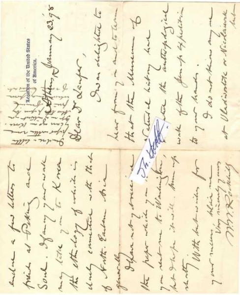 WILLIAM WOODVILLE ROCKHILL (1854-1914) US-amerikanischer Orientalist und Diplomat. Er war US-Botschafter in Griechenland, Rumänien, Serbien, China, Russland und der Türkei. Während des Boxeraufstands war er als Sonderagent in China tätig, 1905–1909 war er Minister in China und 1909–1911 Botschafter in Russland und 1911–1913 in der Türkei. Er war einer der ersten Amerikaner, die die tibetische Sprache erlernten, und er korrespondierte viele Jahre mit Thubten Gyatsho, dem 13. Dalai Lama. 914 wurde Rockhill als persönlicher Berater von Yuan Shikai angestellt und starb in Honolulu auf dem Weg zu seinem Posten.