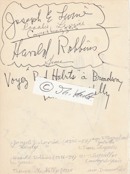 JOSEPH E. LEVINE (1905-87, am. Filmproduzent), HAROLD ROBBINS (1916-97 US-Schriftsteller), TERENCE Mc NALLY (1938, am. Dramatiker), HERBERT VON KARAJAN (1908-89, österreichischer Dirigent)