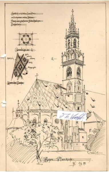 BOZEN (Pfarrkirche Maria Himmelfahrt, 1899) - FRIEDRICH BOLTE (Daten unbekannt, aus Berlin) Stadtbauinspektor in KÖLN