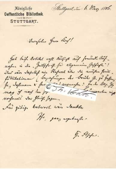 HERMANN FISCHER (ab 1902 von Fischer, 1851-1929) Professor Dr.phil., deutscher Germanist, Dialektforscher und Lexikograph. 1902 wurde Hermann von Fischer mit dem Ehrenkreuz des Ordens der württembergischen Krone ausgezeichnet