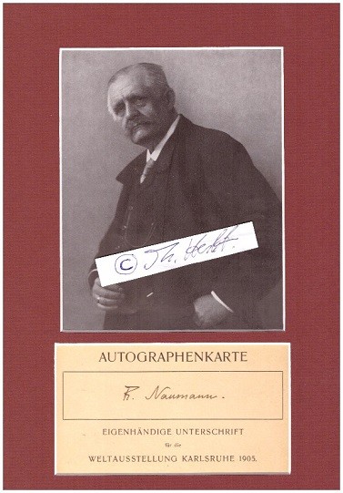 FRIEDRICH NAUMANN (1860-1919) dt. liberaler Politiker, 1918 Mitbegründer der DDP, Mitbegründer des Deutschen Werkbunds. Nach ihm ist die FDP-nahe Friedrich-Naumann-Stiftung für die Freiheit benannt.