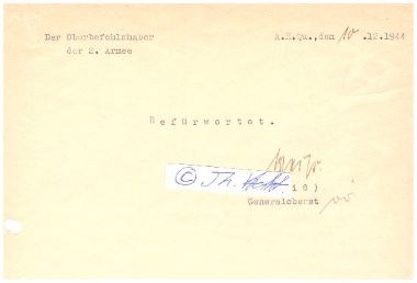 WALTER WEIß (1890-1967) deutscher Generaloberst der Wehrmacht im Zweiten Weltkrieg, Oberbefehlshaber der 2. Armee, Ritterkreuz des Eisernen Kreuzes mit Eichenlaub. Er wurde im Wehrmachtbericht am 6. April 1944 und 2. November 1944 namentlich genannt.