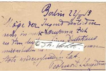 LEOPOLD LANGSTEIN (1876-1933 wohl Herzanfall, Stolperstein) Professor Dr.med., deutscher Mediziner, Arzt, Kinderarzt / Pädiater. Kinderarzt und bedeutender Organisator im Bereich der Gesundheits- und Wohlfahrtspflege. Er war Direktor des Kaiserin-Auguste-Victoria-Hauses (KAVH) in Berlin und der erste Vorsitzende des Deutschen Paritätischen Wohlfahrtsverbandes. / german doctor and university professor, physician