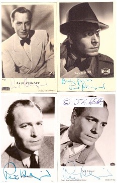 PAUL KLINGER (1907-1971) dt. Schauspieler. In den 1950er-Jahren erreichte er mit Rollen in Filmen wie Pünktchen und Anton, Das fliegende Klassenzimmer oder Filmen aus der Immenhof-Reihe seine populärste Phase.