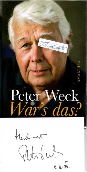 PETER WECK (1930) österreichisch-deutscher Schauspieler, Regisseur und Thaterintendant. In den 1950er und 1960er Jahren wurde er als Darsteller in Unterhaltungsfilmen bekannt und erreichte als Vater in Ich heirate eine Familie in den 1980er Jahren Fernseh-Popularität.
