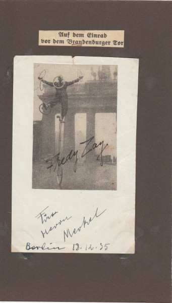 FREDY ZAY (Daten unbekannt) deutscher Artist, Einradfahrer, Jongleur
