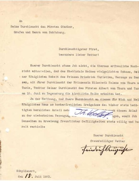 FRIEDRICH AUGUST III. (1865-1932) LETZTER KÖNIG VON SACHSEN