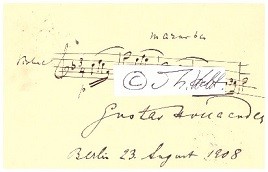 GUSTAV HOLLAENDER (1855-1915) deutscher Geiger, Dirigent und Komponist, 1881 Konzertmeister der Kölner Gürzenich-Konzerte und Violinlehrer an der Rheinischen Musikschule, 1884 erster Konzertmeister am Kölner Stadttheater, gründete zudem das Gürzenich-Quartett , 1894 Stern’sches Konservatorium in Berlin