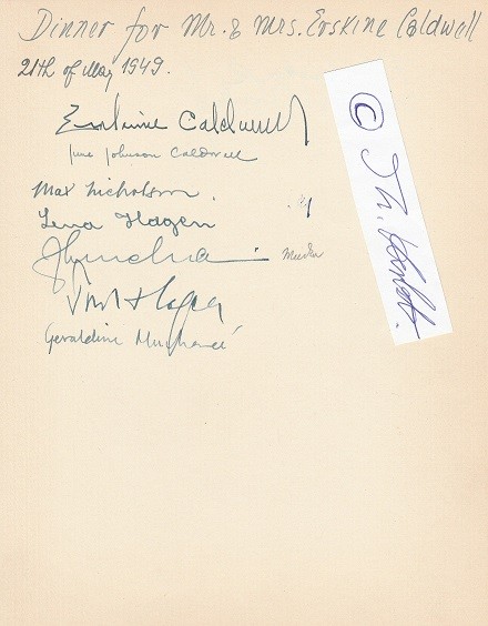 ERSKINE CALDWELL (1903-87) amerikanischer Schriftsteller, u.a. Gottes kleiner Acker (God's little Acre) und Die Tabakstraße (Tobacco Road)