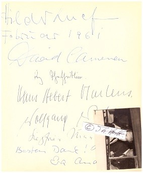 Gastspiel im Kurhaus HAMM im Februar 1961 : HILDEGARD KNEF (HILDE KNEF,1925-2002) dt. Schauspielerin und Chansonsängerin & DAVID CAMERON (1933-2012) britischer Schauspieler und Regisseur
