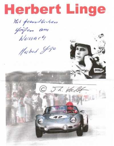 HERBERT LINGE (1928-2024) deutscher Automobilrennfahrer der Nachkriegszeit; er fuhr Porsche-Sportwagen / german race car driver