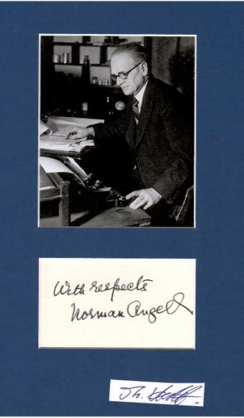 NORMAN ANGELL (1872-1967) SIR, britischer Schriftsteller und Publizist. Er erhielt 1933 den Friedensnobelpreis als Mitglied der Exekutivkommission des Völkerbundes und des Nationalen Friedensrats.