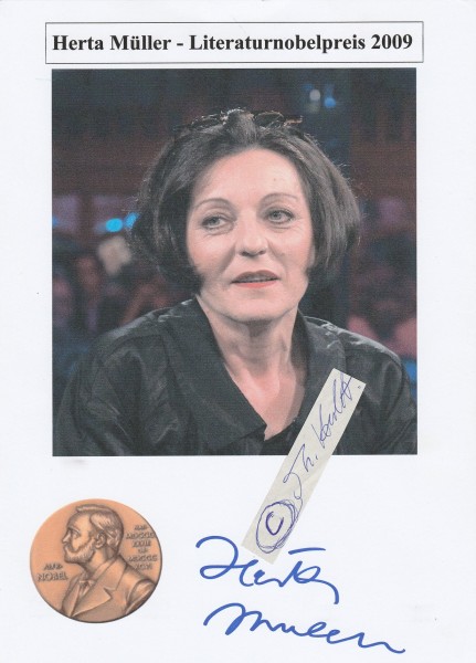 HERTA MÜLLER (1953) LITERATUR-NOBELPREIS 2009, rumäniendeutsche Schriftstellerin (Aktionsgruppe Banat), 2009 erhielt sie den Nobelpreis für Literatur für ihr sprachgewaltiges Gesamtwerk über die rumänische Diktatur