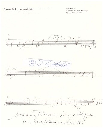 HERMANN REUTTER (1900-85) dt. Komponist, Pianist und Musikpädagoge, Kompositionslehrer an der Württembergischen Hochschule für Musik in Stuttgart und war von 1936 bis 1945 Direktor des Hoch’schen Konservatoriums (1938 bis 1942 „Staatliche Hochschule für Musik in Frankfurt am Main – Dr. Hoch’s Konservatorium“), später an der Hochschule für Musik in Stuttgart
