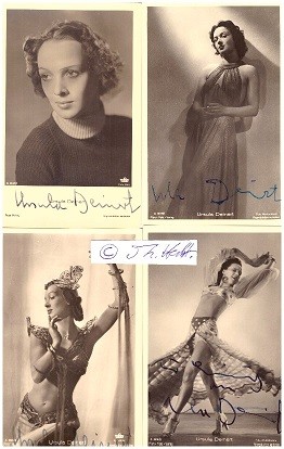 URSULA DEINERT (1910-88) dt. Tänzerin und Schauspielerin, 1934 Solotänzerin am Opernhaus in Essen, Solotänzerin im Deutschen Opernhaus, Schauspielhaus, Friedrichstadtpalast, zugleich gastierte sie ständig als Erste Solotänzerin an der Staatsoper Berlin, Ballettmeisterin
