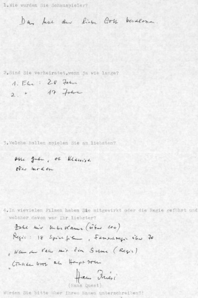 HANS QUEST (1920-97) dt. Schauspieler und Regisseur, Charley's Tante & Das Halstuch