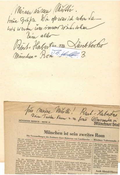 KURT-HUBERTUS VON LUSCHKOWO (1897- ?), Erbherr auf Luschkau und Lubochin in Westpreußen, deutscher Maler; er studierte bei Lothar von Kunowsky in Düsseldorf, 1922-25 bei Adolf Schinnerer in München; Münchner Vedutenmaler