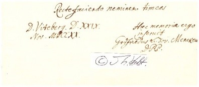 GOTTFRIED LUDWIG MENCKE d.Ä. (der Ältere, 1683-1744) deutscher Rechtswissenschaftler, 1715 an der Universität Wittenberg ordentlicher Professor der Rechte, damit hatte er einen Sitz im Wittenberger Schöppenstuhl und Hofgericht erlangt, 1732 königlich polnischer und kurfürstlich sächsischer Appellationsrat, Hof- und Justizrat in Dresden