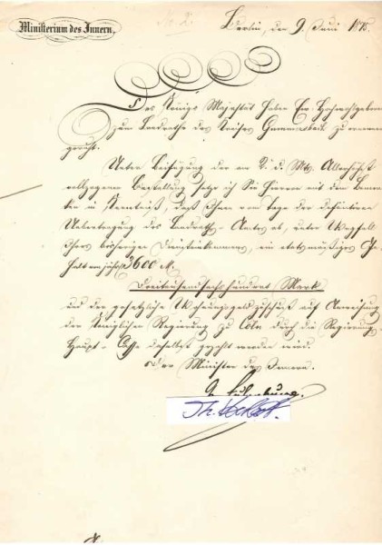FRIEDRICH ZU EULENBURG (Friedrich Albrecht Graf zu Eulenburg, 1815-81) preußischer Staatsmann. Im Oktober 1859 stellte man Eulenburg im Range eines außerordentlichen Gesandten und bevollmächtigten Ministers an die Spitze der Preußischen Ostasienexpedition, die Handels-, Freundschafts- und Schifffahrtsverträge mit Japan und China abschließen sollte. Der Vertrag mit Japan kam aufgrund großer Beharrlichkeit und Geschick nach mehr als fünfmonatigen Verhandlungen am 24. Januar 1861, der mit China am 2. September 1861 zustande. 1862 zum Innenminister Preußens ernannt, machte er eine umfassende Verwaltungsreform in den neuen, auch in den alten Provinzen, womit er einer der Wegbereiter für die Entwicklung Preußens zum Rechtsstaat wurde