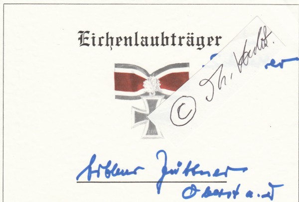 ARTHUR JÜTTNER (1908-2003) dt. Oberst im Zweiten Weltkrieg, Ritterkreuz mit Eichenlaub und Schwertern