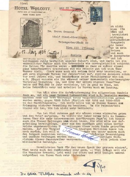 ADOLPH GIESL-GIESLINGEN (1903-92) österreichischer Kokomotivkonstrukteur und Techniker, Sohn des Generals Arthur Giesl Freiherr von Gieslingen (1857-1935)