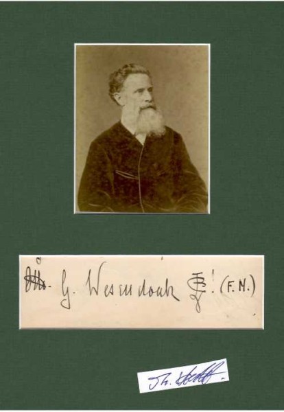OTTO WESENDONCK (1815–1896), deutscher Kaufmann und Kunstmäzen, der insbesondere den Komponisten Richard Wagner förderte. Einer seiner Brüder war der Rechtsanwalt und Politiker Hugo Wesendonck, verheiratet mit MATHILDE WESENDONCK (1828-1902, Mäzenin, in der Musikgeschichte wurde sie bekannt als Muse des Komponisten Richard Wagner.) 1858 kaufte Wesendonck die Rechte zur Aufführung des „Ring des Nibelungen“, verzichtete jedoch später auf die Einhaltung des Vertrags mit Wagner, so dass die Eigentumsrechte an den bayerischen König Ludwig II. gehen konnten.