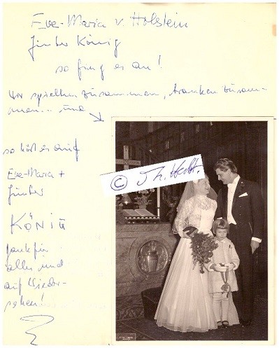 GÜNTER KÖNIG (1926-98) deutscher Schauspieler, Synchronsprecher und Opernsänger. Einem breiten Publikum wurde er als erster Kapitän des Traumschiffs bekannt. & EVE-MARIA KÖNIG (geb. EVE-MARIA VON HOLSTEIN, seine Frau) dt. Schauspielerin