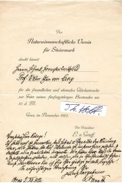 LUDWIG GRAFF DE PANCSOVA (Ludwig Bartholomäus Graff, seit 1881 Graff de Pancsova, 1851-1924) ungarisch-österreichischer Zoologe. Er war Rektor an der Karl-Franzens-Universität in Graz und ein Experte in der Erforschung der Strudelwürmer.