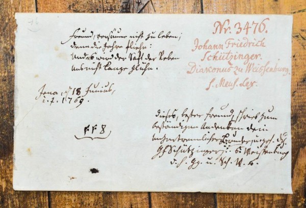 JOHANN FRIEDRICH SCHÜTZINGER (1709–1783), deutscher Diakon und Liederdichter