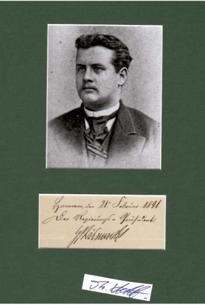 WILHELM VON BISMARCK (Wilhelm BILL Otto Albrecht von Bismarck-Schönhausen, ab 1865 Graf von Bismarck-Schönhausen, 1852-1901) deutscher Politiker und Verwaltungsjurist. Er war Mitglied des Reichstags, des Preußischen Abgeordnetenhauses, danach Landrat von Hanau, Regierungspräsident von Hannover und zuletzt Oberpräsident in der Provinz Ostpreußen. Er war ein Sohn Otto von Bismarcks.