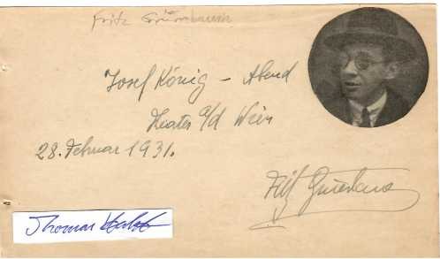 FRITZ GRÜNBAUM (1880-1941 im KZ Dachau) österreichischer Kabarettist, Operetten- und Schlagerautor, Regisseur, Schauspieler und Conférencier