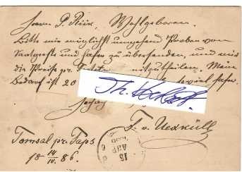 F. VON UEKKÜLL (Friedrich ?, Daten unbekannt) vtl. deutsch-baltischer Gutsbesitzer