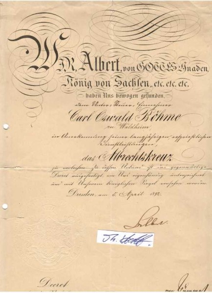 ALBERT I. (1828-1902) KÖNIG von SACHSEN 1873-1902 / KING OF SAXE