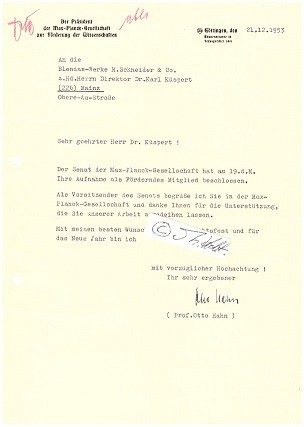 OTTO HAHN (1879-1968) Professor Dr., deutscher Chemiker, Nobelpreis für Chemie 1944, Entdecker zahlreicher Isotope, heute Nuklide genannt, Kernspaltung des Urans