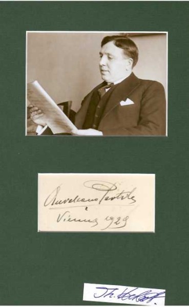 AURELIANO PERTILE (1885-1952) italienischer Opernsänger (Tenor). Pertiles Operndebüt im Februar 1911 in Vicenza (als Lyonel in der Oper Martha von Friedrich von Flotow) wurde ein Sensationserfolg.
