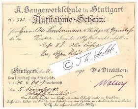 CARL WALTER (1834-1906) deutscher Architekt und Lehrer bzw. Direktor der Königlich Württembergischen Baugewerkschule Stuttgart