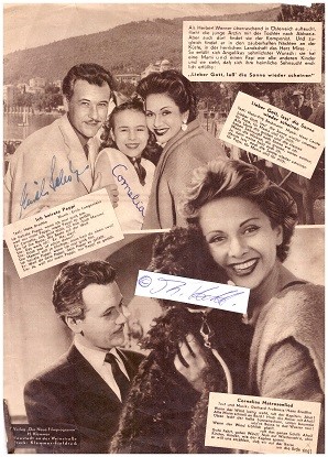 CONNY FROBOESS (Cornelia Froboess, 1943) deutscher Kinderstar, Schauspielerin und Schlagersängerin. Ihren ersten Bühnenauftritt hatte sie im Mai 1951 mit dem Schlager Pack die Badehose ein. / ERICH SCHOLZ (1925) österreichischer Filmschauspieler