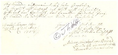 JOHANN CHRISTOPH VON BRANDT (1718-95) Procurator am Reichskammergericht. Er war Meister vom Stuhl der Loge „Drey Schlüssel zum Winckelmaaß, deren Existenz noch um 1761 nachgewiesen ist. Er trat später der Loge „Joseph zu den drey Helmen" bei.