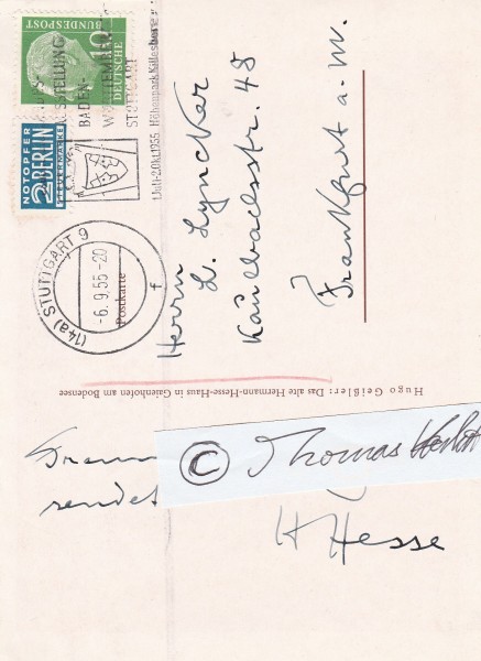 HERMANN HESSE (1877-1962) dt. Dichter, Literatur-Nobelpreisträger 1946