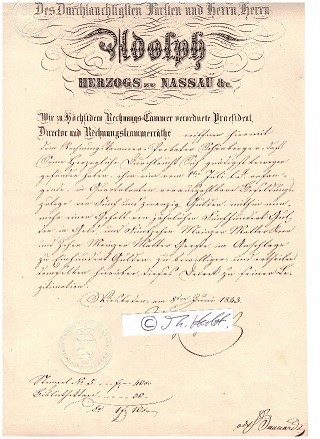 FRIEDRICH GERHARD GRAF VON WINTZINGERODE (1799-1870) 1843-48 Präsident der Rechnungskammer, Bundestagsabgeordeter in Frankfurt am Main, 1849 Herzoglich Nassauischer Staatsminister und Ministerpräsident