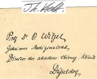 OSKAR WITZEL (Friedrich Oskar Witzel, 1856-1925) Professor Dr.med.,deutscher Chirurg. Er wurde vor allem bekannt durch die nach ihm benannte (Technik der) Magenfistel = Witzelsche Fistel / german doctor, surgeon