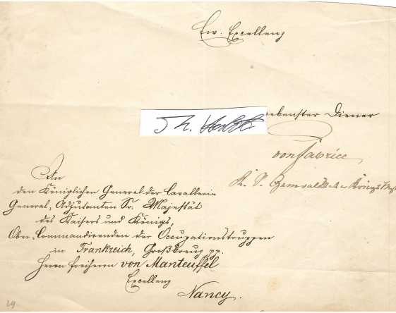 ALFRED VON FABRICE (1818-91) sächsischer General der Kavallerie und Politiker. Er war von 1866 bis 1891 sächsischer Kriegsminister und von 1876 bis zu seinem Tod Vorsitzender des Gesamtministeriums (Regierungschef) des Königreichs Sachsen.