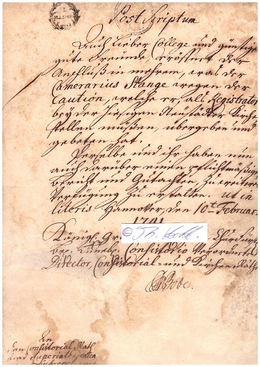 VON BODE (vtl. Johann Georg von Bode, Daten unbekannt) Erbherr auf Emmerstedt und seit 1729 königlich großbritannischer und kurfürstlich braunschweigischer Hof- und Konsistorialrat