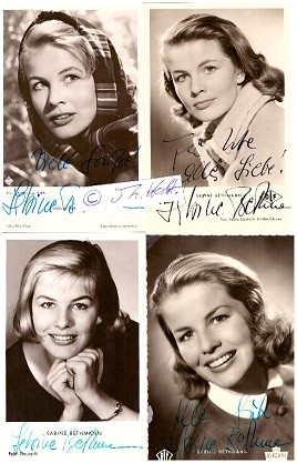 SABINE BETHMANN (1931) deutsche Schauspielerin, die in den 1950er und 1960er Jahren in zahlreichen Kinofilmen spielte, u.a. in den Fritz Lang-Epen Der Tiger von Eschnapur und Das indische Grabmal, Spartacus, Scotland Yard jagt Dr. Mabuse und 1969/70 in Die Herren mit der weißen Weste