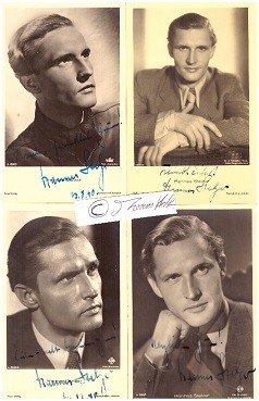 HANNES STELZER (1910-44 Flugzeugabsturz) österreichischer Schauspieler und Jagdflieger der deutschen Luftwaffe im Zweiten Weltkrieg (1935: Traumulus, 1936: Truxa, Stukas,1941), mit der Schauspielerin Maria Bard (1900–1944) verheiratet