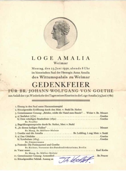 (JOHANN WOLFGANG VON GOETHE, 1749-1832, deutscher Dichter, Politiker und Naturforscher. Er gilt als einer der bedeutendsten Schöpfer deutschsprachiger Dichtung.) und die FREIMAURER